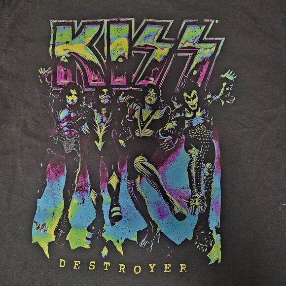 KISS Destroyer T Shirt Men’s Large Black Graphic Band Tee Short Sleeve Stretch - Picture 2 of 4